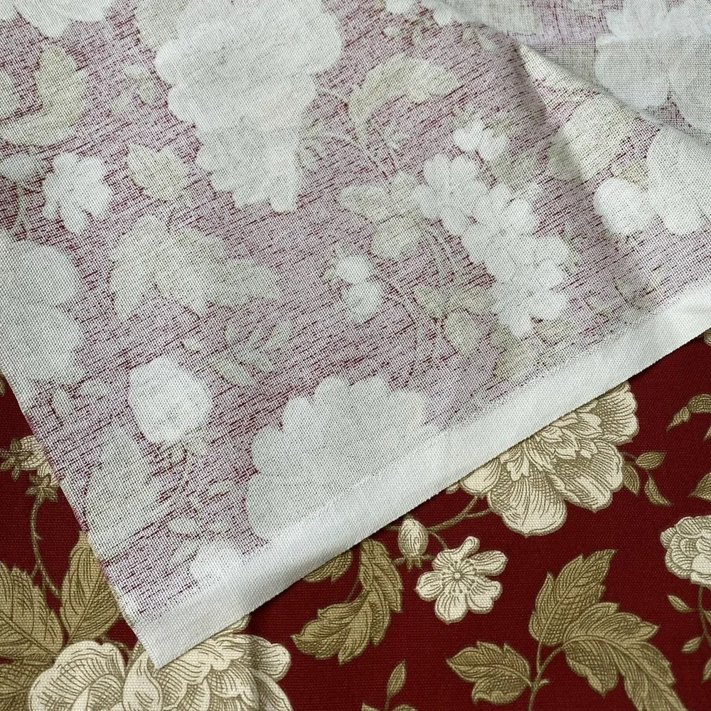 Fabric Floral Burgundy Ivory 2.5 yds Cotton Drapery Interior Upholstery Baroque